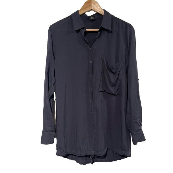 ⚡️Club Monaco 100% rayon roll up sleeve tunic shirt - size XS - Picture 1 of 12